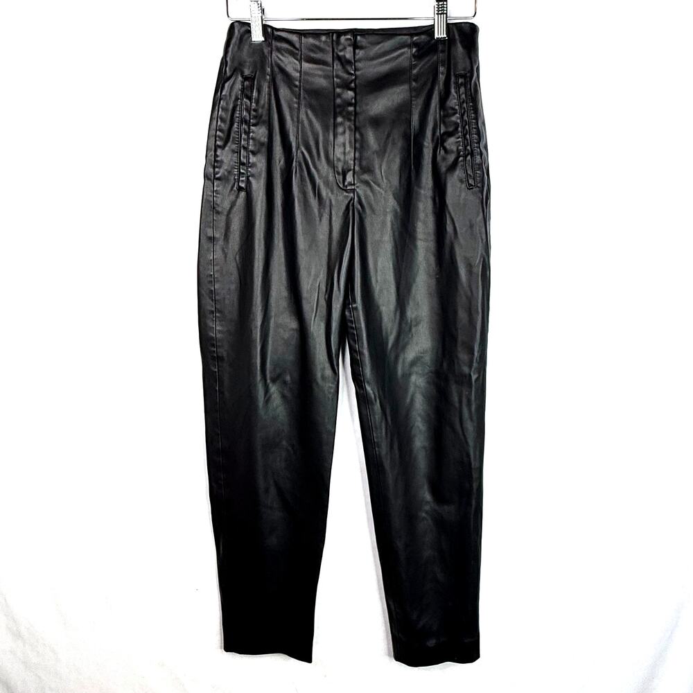 Zara Black Faux Leather High Waisted Pants M